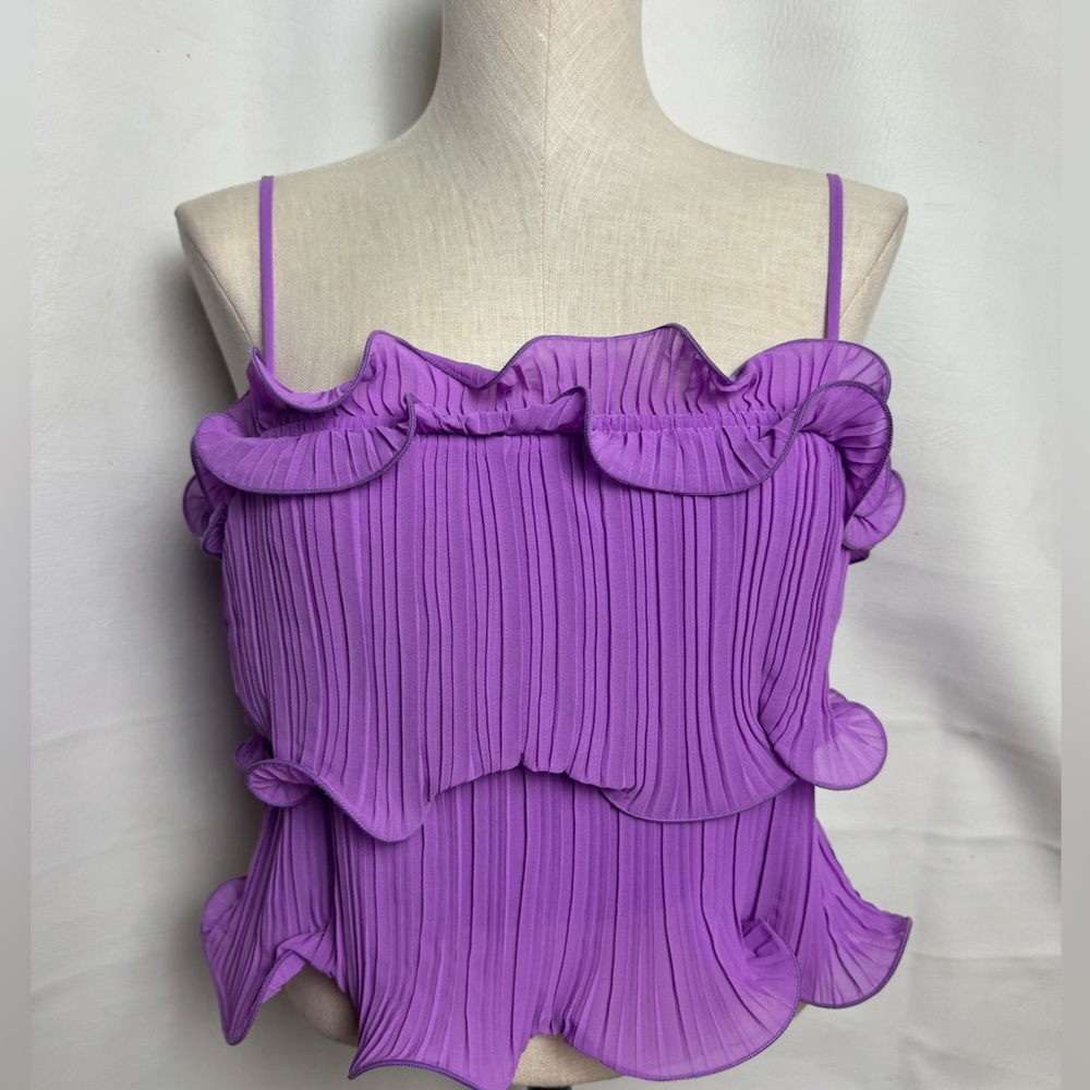 Lush Ruffle Sleeveless Women's tube Tunic lavender 
Spaghetti Strap Small NWT